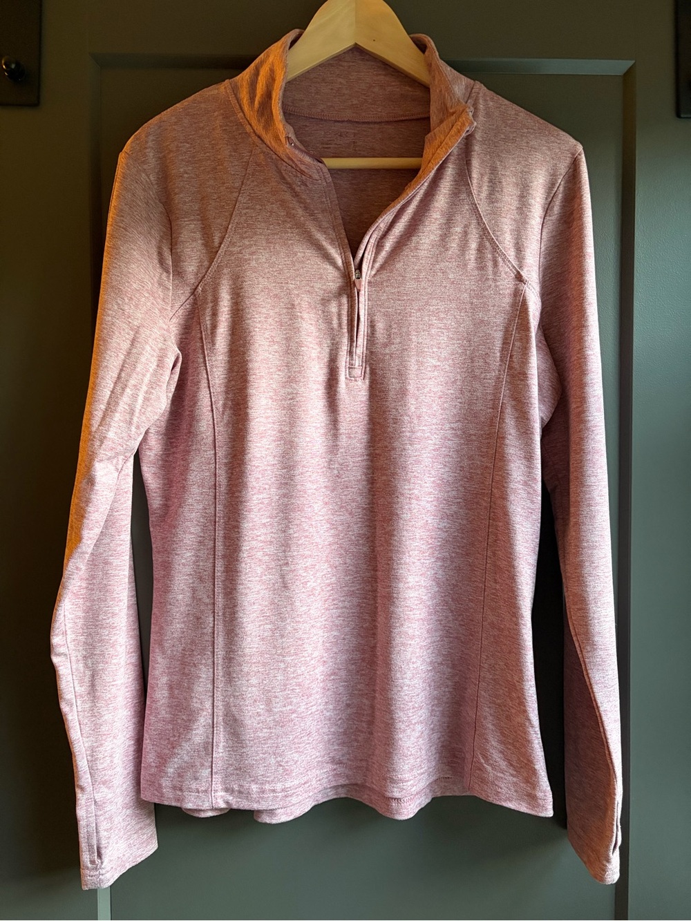 Long Sleeve Quarter-Zip Performance Top in Mauve